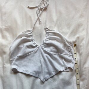 Garage White Ruched Tie Front Tank Top